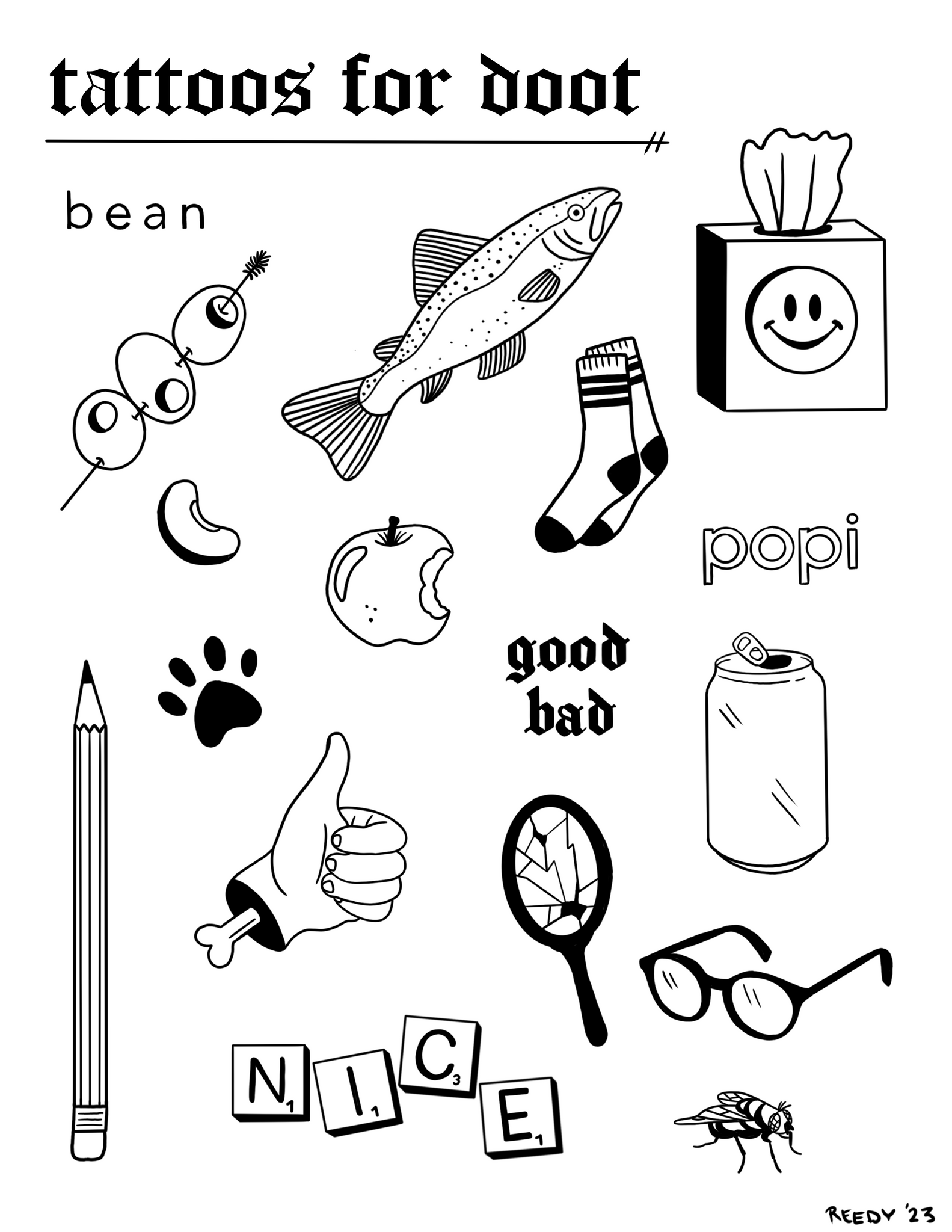 Personalized Tattoo Flash Sheet- Doot – Doot Doodles